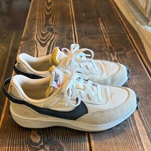 Nike Cream and Black Running Shoes